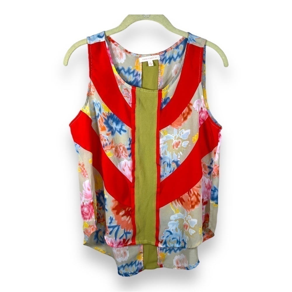 LARGE MARGO AND SEBASTIAN SLEEVELESS BLOUSE COLORFUL FLORAL  LIGHTWEIGHT